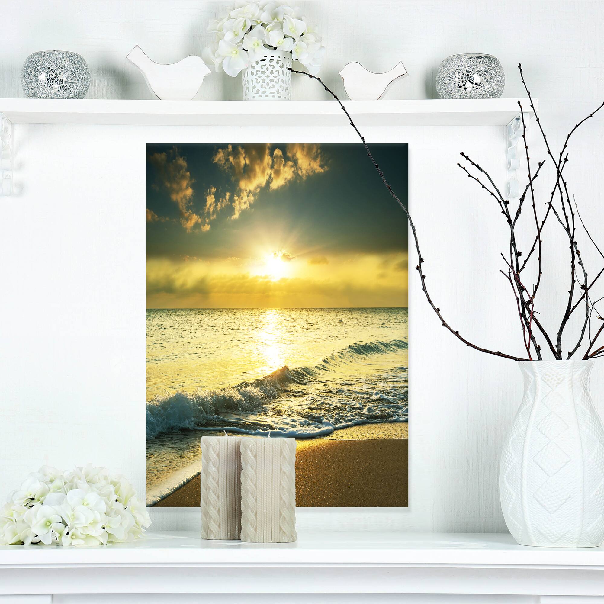 Designart - Yellow Sunlight over Crystal Waters
